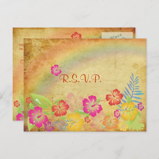  Luau RSVP briefkaarten, voor 5x7 uitnodigingen (Voorkant / Achterkant)