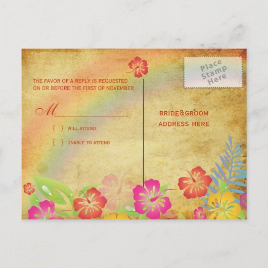  Luau RSVP briefkaarten, voor 5x7 uitnodigingen (Achterkant)