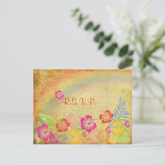  Luau RSVP briefkaarten, voor 5x7 uitnodigingen (Staand voorkant)