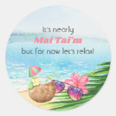 Luau Summer Beach Funny My Time Baby shower Ronde Sticker (Voorkant)
