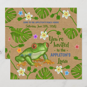 Luau Summer Party Tropical Frog Hawaiian Beach Fun Kaart