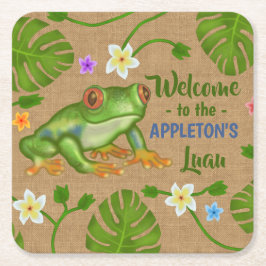 Luau Summer Party Tropical Frog Hawaiian Beach Fun Kartonnen Onderzetters