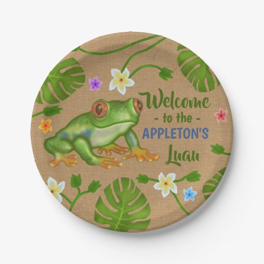 Luau Summer Party Tropical Frog Hawaiian Beach Fun Papieren Bordje (Voorkant)