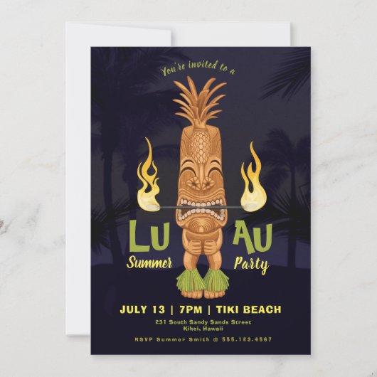Luau Summer Tiki Verjaardag Evenementenfeest Uitno Kaart (Voorkant)