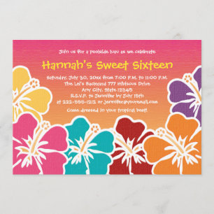 Luau Sweet Sixteen Birthday Party Invitations Kaart
