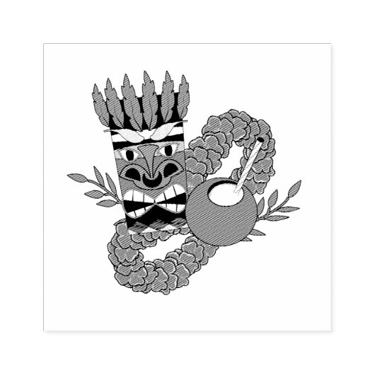 Luau Theme Rubberstempel (Afrduk)