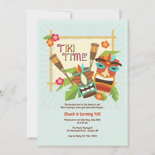 Luau Tiki Feest Kaart (Voorkant)