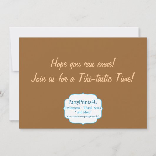 Luau Tiki Man en Flowers Birthday Party Kaart (Achterkant)