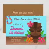 Luau Tiki Man en Flowers Birthday Party Kaart (Voorkant / Achterkant)