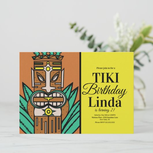 Luau Tiki Oerwoud Birthday Party Kaart (Staand voorkant)