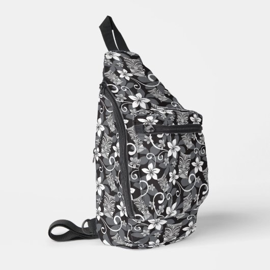 LUAU TIKI-Patroon (KOOLZWART) Sling Bag (Linkerhoek)