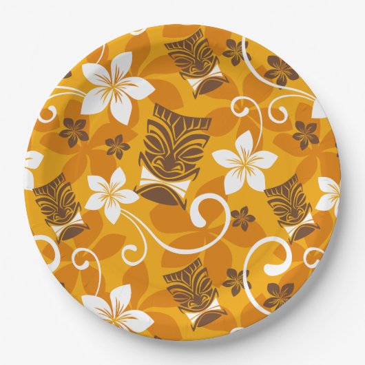 LUAU TIKI-PATROON (ORANJE) PAPIEREN BORDJE (Voorkant)
