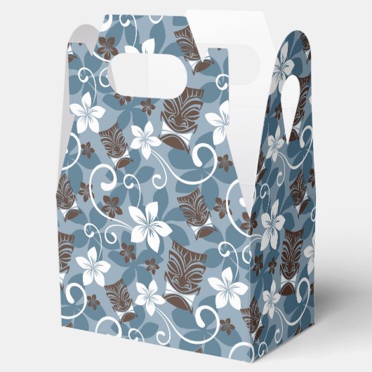 LUAU TIKI PATTERN (BLAUW) BEDANKDOOSJES (Geopend)