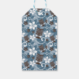 LUAU TIKI PATTERN (BLAUW) CADEAULABEL