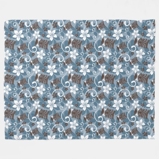 LUAU TIKI PATTERN (BLAUW) FLEECE DEKEN (Voorkant (Horizontaal))