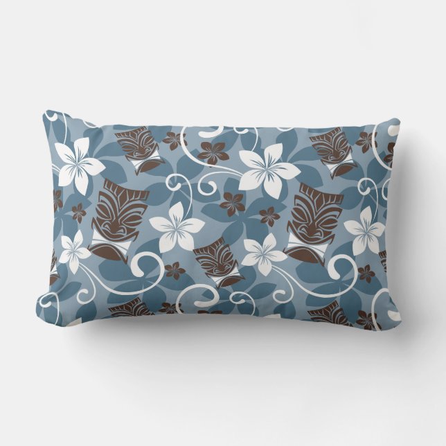 LUAU TIKI PATTERN (BLAUW) KUSSEN (Voorkant)