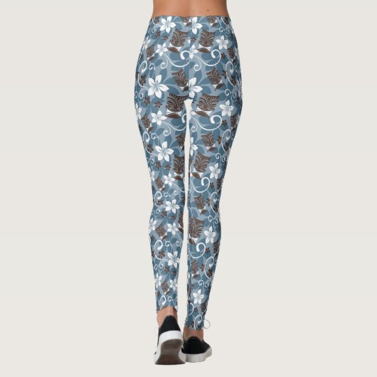 LUAU TIKI PATTERN (BLAUW) LEGGINGS (Achterkant)