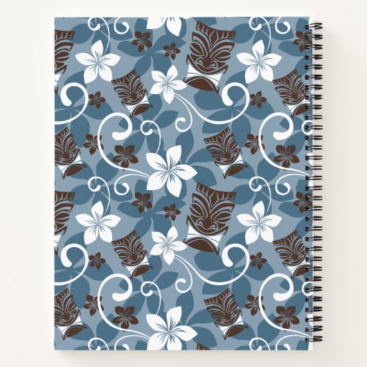 LUAU TIKI PATTERN (BLAUW) NOTITIEBOEK (Achterkant)