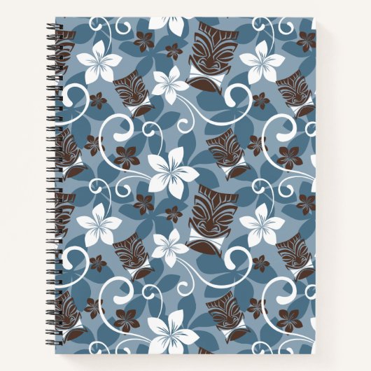LUAU TIKI PATTERN (BLAUW) NOTITIEBOEK (Voorkant)