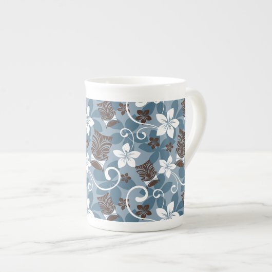 LUAU TIKI PATTERN (BLAUW) PORSELEIN KOP (Voorkant rechts)