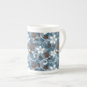 LUAU TIKI PATTERN (BLAUW) PORSELEIN KOP (Voorkant rechts)