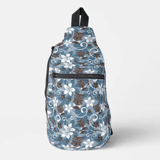 LUAU TIKI PATTERN (BLAUW) SLING BAG (Voorkant)