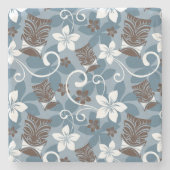 LUAU TIKI PATTERN (BLAUW) STENEN ONDERZETTER (Voorkant)