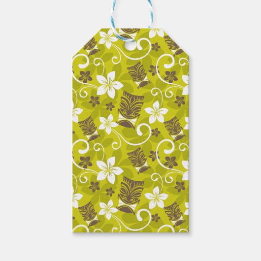 LUAU TIKI PATTERN CADEAULABEL (Voorkant)