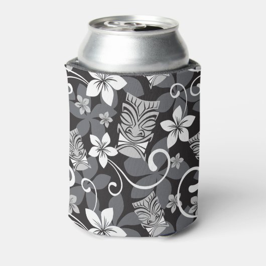 LUAU TIKI PATTERN (CHARCOAL) BLIKJESKOELER (Blikje Achterkant)