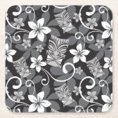 LUAU TIKI PATTERN (CHARCOAL) KARTONNEN ONDERZETTERS (Voorkant)