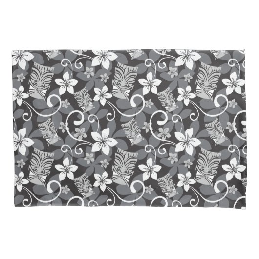 LUAU TIKI PATTERN (CHARCOAL) KUSSENSLOOP (Voorkant-Links)