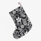 LUAU TIKI PATTERN (CHARCOAL) SMALL CHRISTMAS STOCK KLEINE KERSTSOK (Achterkant (Hangend))