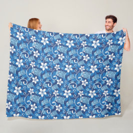 LUAU TIKI PATTERN (HELDERBLAUW) FLEECE DEKEN