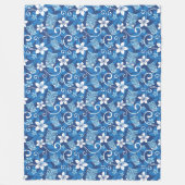 LUAU TIKI PATTERN (HELDERBLAUW) FLEECE DEKEN (Voorkant)