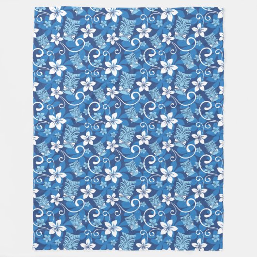 LUAU TIKI PATTERN (HELDERBLAUW) FLEECE DEKEN (Voorkant)