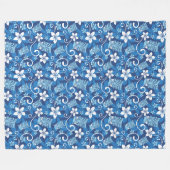 LUAU TIKI PATTERN (HELDERBLAUW) FLEECE DEKEN (Voorkant (Horizontaal))