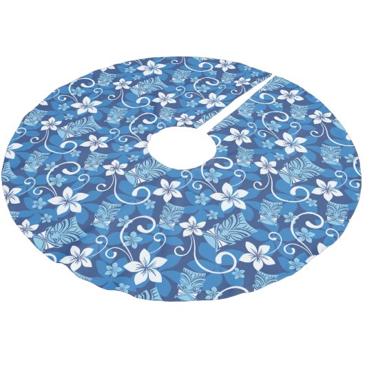 LUAU TIKI PATTERN (HELDERBLAUW) KERSTBOOM ROK (Gekanteld)