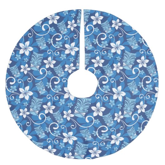 LUAU TIKI PATTERN (HELDERBLAUW) KERSTBOOM ROK (Voorkant)