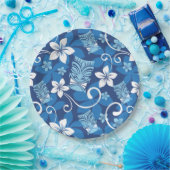 LUAU TIKI PATTERN (HELDERBLAUW) PAPIEREN BORDJE (Feest)