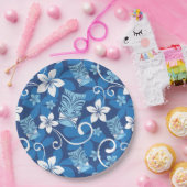 LUAU TIKI PATTERN (HELDERBLAUW) PAPIEREN BORDJE (Feest)