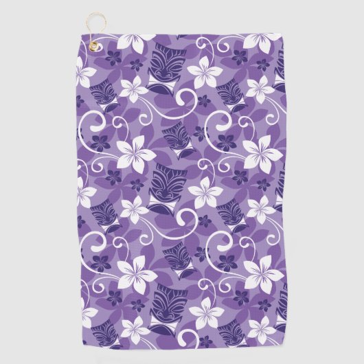 LUAU TIKI PATTERN (PAARSE) GOLFHANDDOEK (Voorkant)