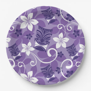 LUAU TIKI PATTERN (PAARSE) PAPIEREN BORDJE