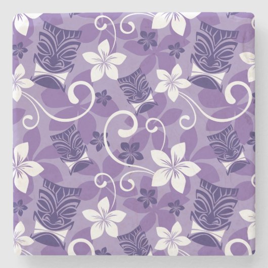 LUAU TIKI PATTERN (PAARSE) STENEN ONDERZETTER (Voorkant)