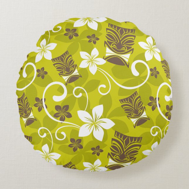 LUAU TIKI PATTERN ROND KUSSEN (Voorkant)
