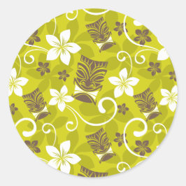 LUAU TIKI PATTERN RONDE STICKER
