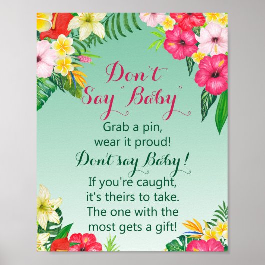 Luau Tropical Baby shower Sign. Poster (Voorkant)