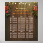 Luau Tropical Beach Flowers Wedding Seding Chart Poster (Voorkant)