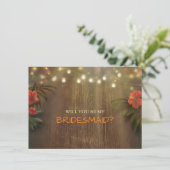 Luau Tropical Beach Lights Floral Bruidsmeisje Kaart (Staand voorkant)