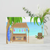 Luau Tropical Beach Verjaardag Uitnodiging ~ Jonge (Staand voorkant)