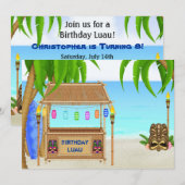Luau Tropical Beach Verjaardag Uitnodiging ~ Jonge (Voorkant / Achterkant)